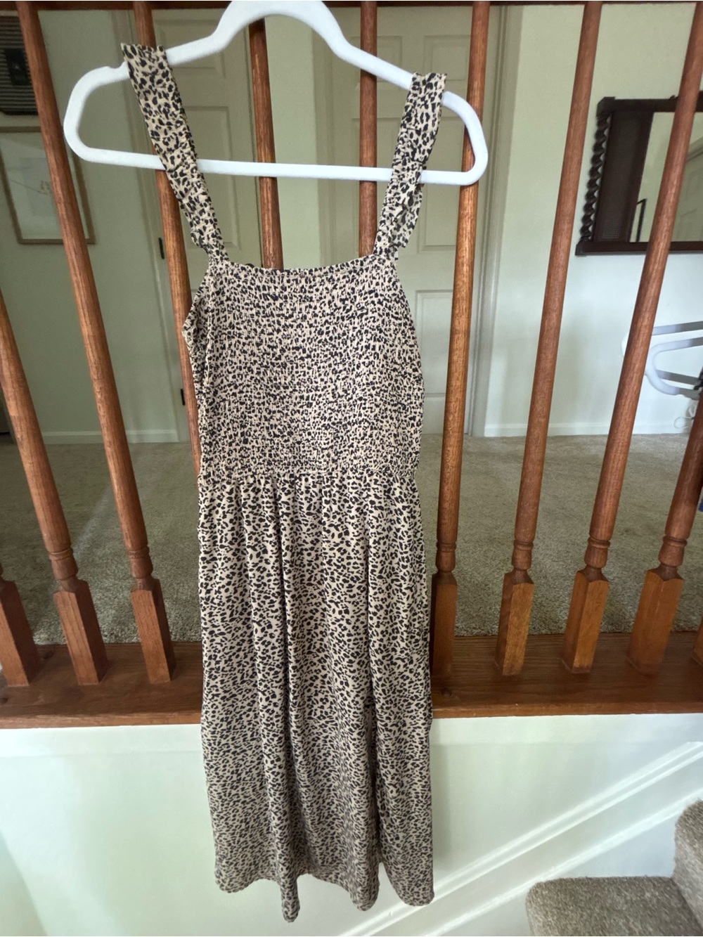 Abercrombie & Fitch Beige Leopard Print Midi Sundress